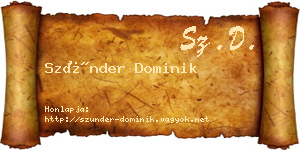 Szünder Dominik névjegykártya